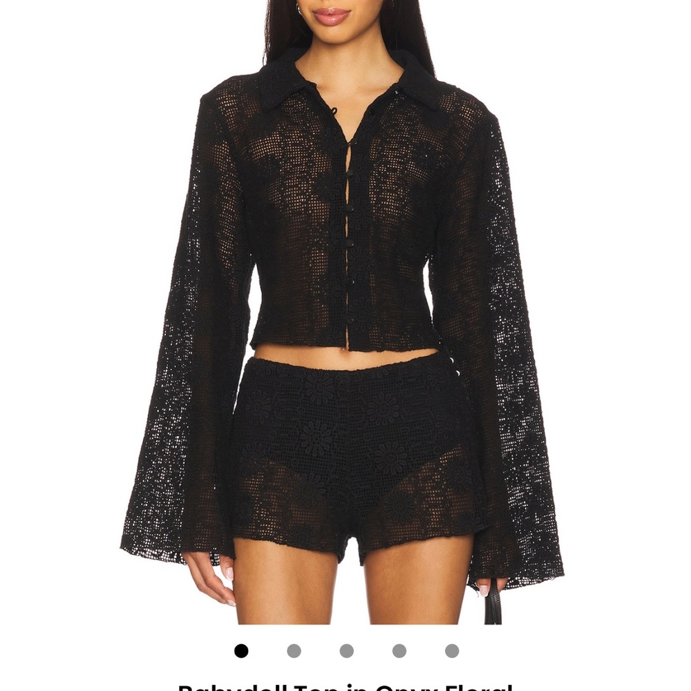 Lioness Babydoll Lace Button-Up Top